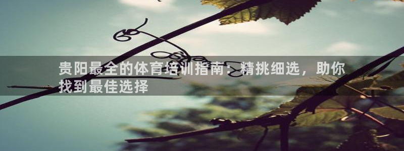 焦点娱乐官方网站首页入口：贵阳最全的体育培训指南：精